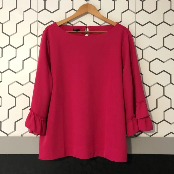 Talbots Plus Size Talbots 3/4  Ruffle Sleeve Tunic Hot Pink Size 2X - Picture 3 of 8